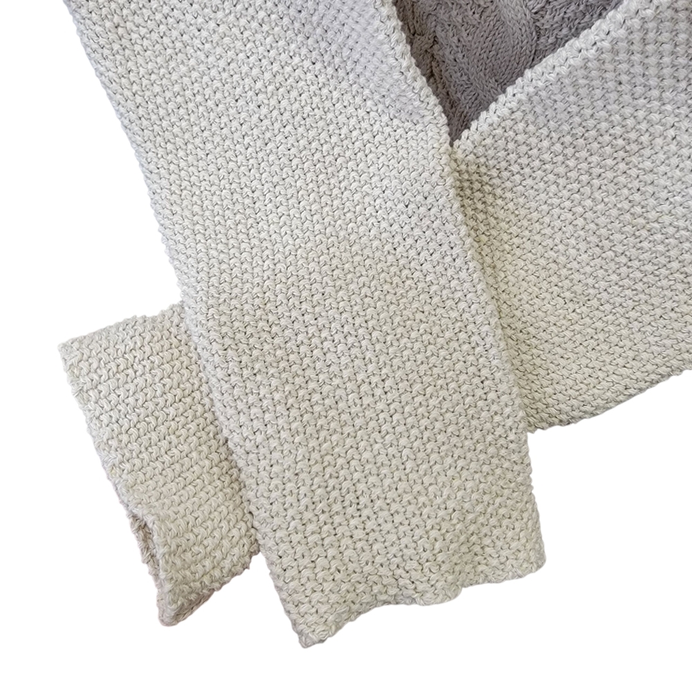 Parkhurst Emily Eco Cotton Turtleneck Cream Chunky Cable-Knit Sweater Womens XL - Picture 12 of 17